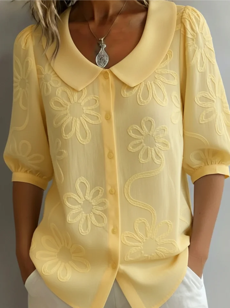 Embroidered Floral Blouse - Elegant and Feminine