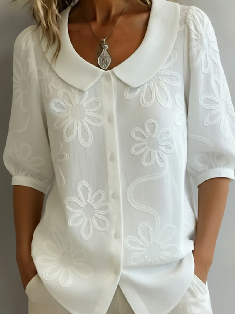 Embroidered Floral Blouse - Elegant and Feminine