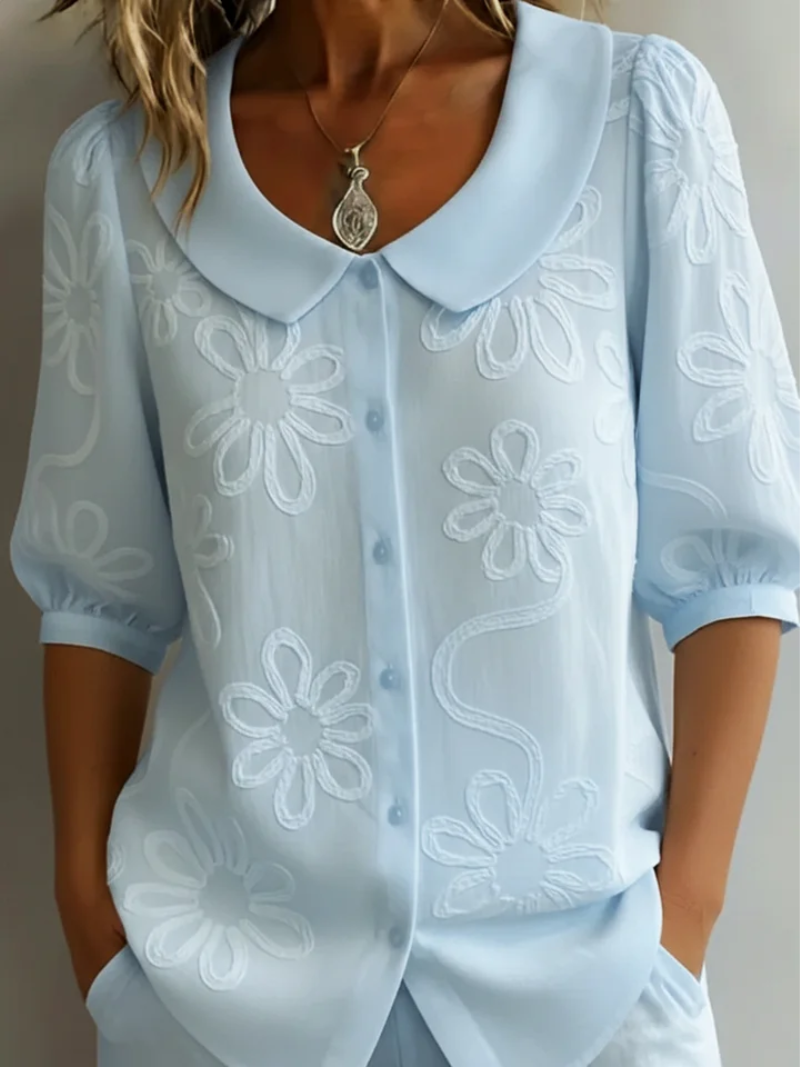 Embroidered Floral Blouse - Elegant and Feminine