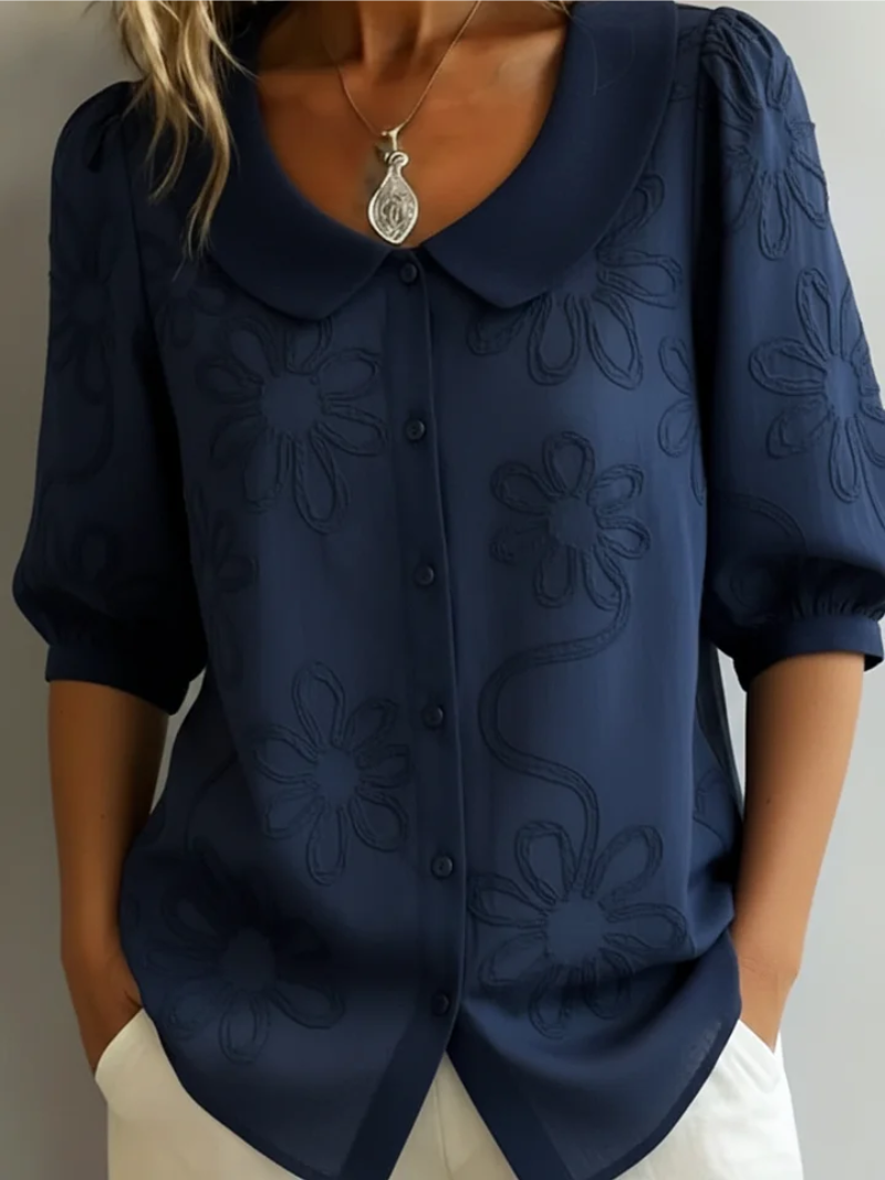 Embroidered Floral Blouse - Elegant and Feminine