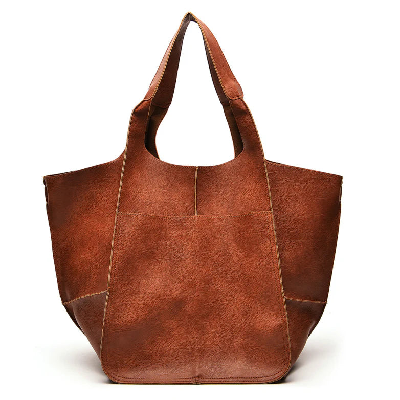 Women's Oversized Vintage Leather Shoulder Bag – Everyday Carry Handbag