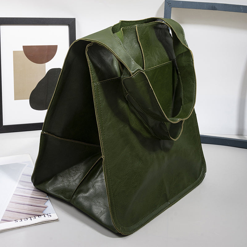 Women's Oversized Vintage Leather Shoulder Bag – Everyday Carry Handbag