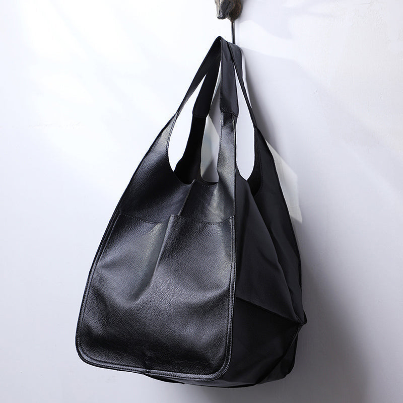 Women's Oversized Vintage Leather Shoulder Bag – Everyday Carry Handbag