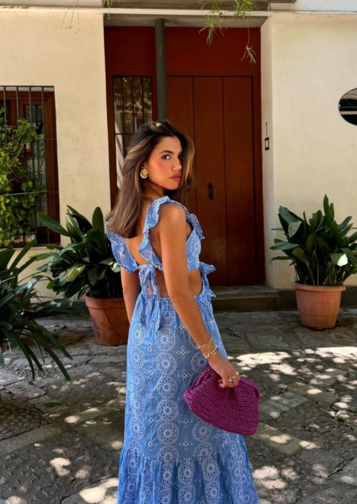 Women's Embroidered Maxi Dress – Boho Vacation Occasion Dress