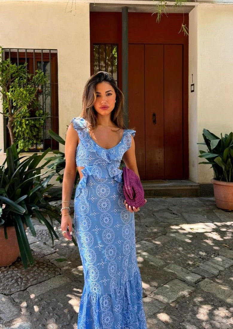 Women's Embroidered Maxi Dress – Boho Vacation Occasion Dress