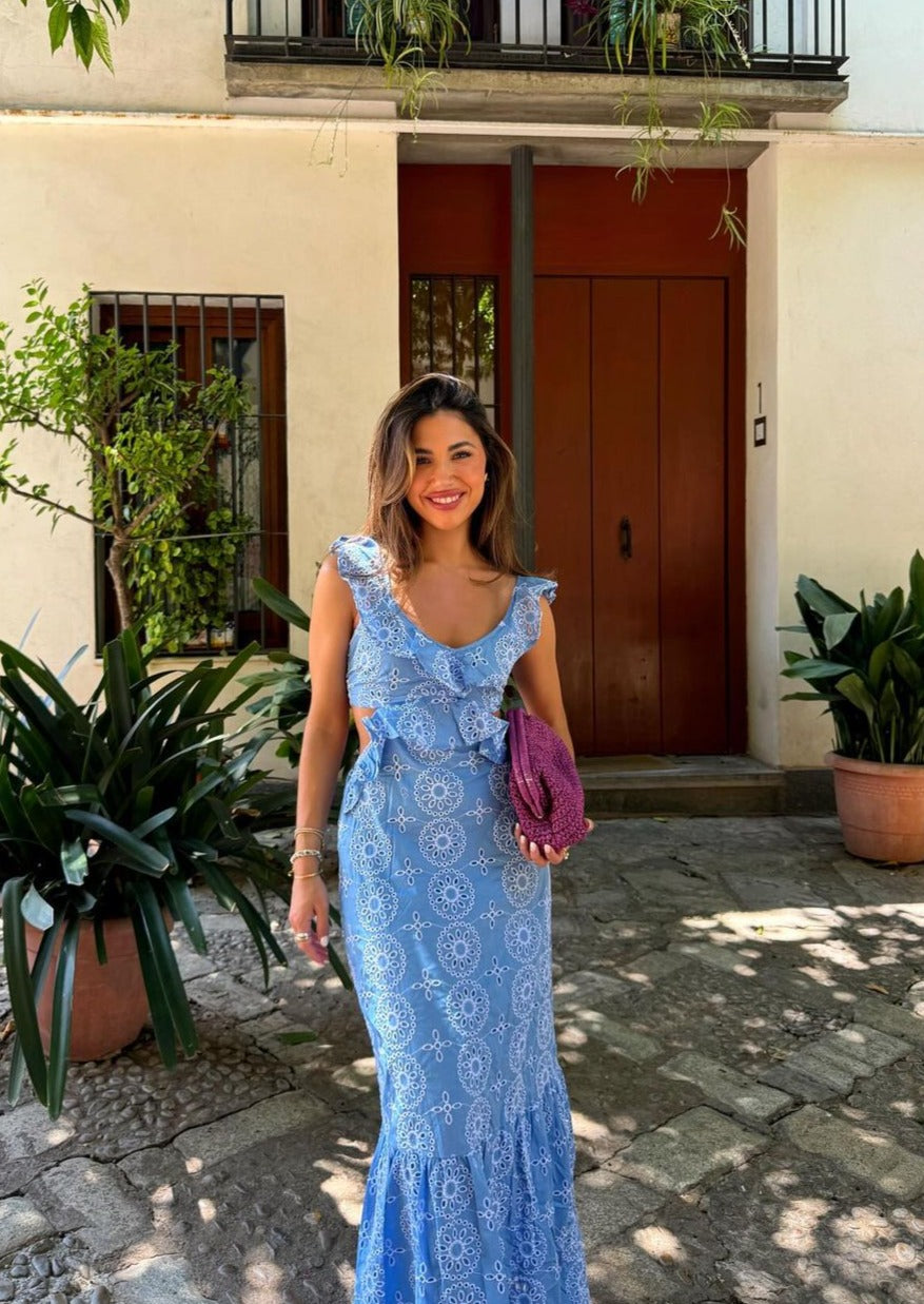 Women's Embroidered Maxi Dress – Boho Vacation Occasion Dress