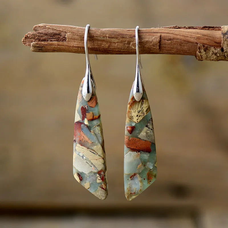 Women's Natural Stone Earrings - Vintage Elegant Everyday Jewelry