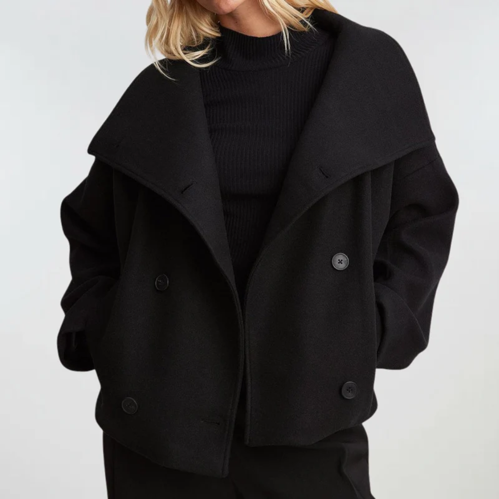 Cropped Double-Breasted Coat - Chic and Structured