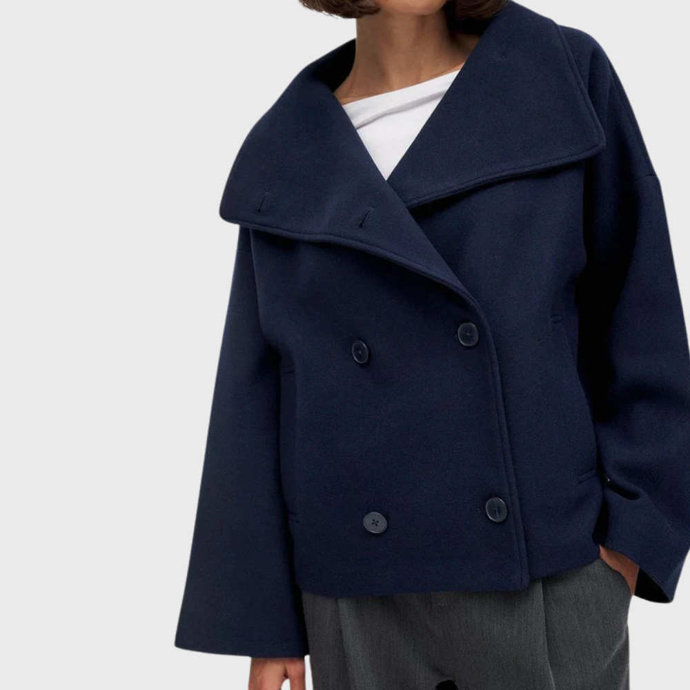 Cropped Double-Breasted Coat - Chic and Structured