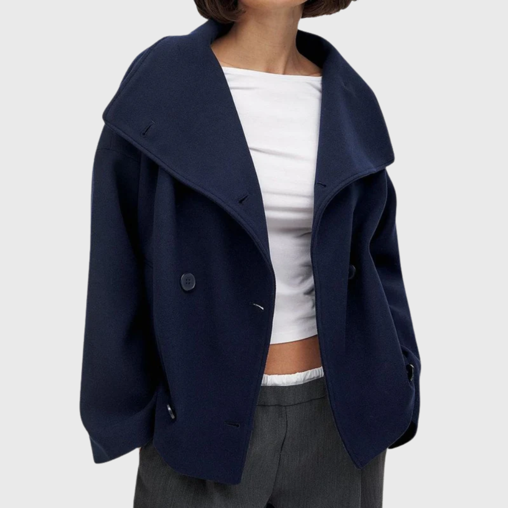 Cropped Double-Breasted Coat - Chic and Structured