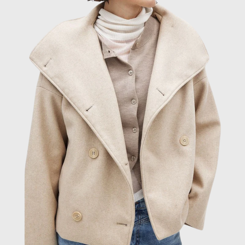 Cropped Double-Breasted Coat - Chic and Structured