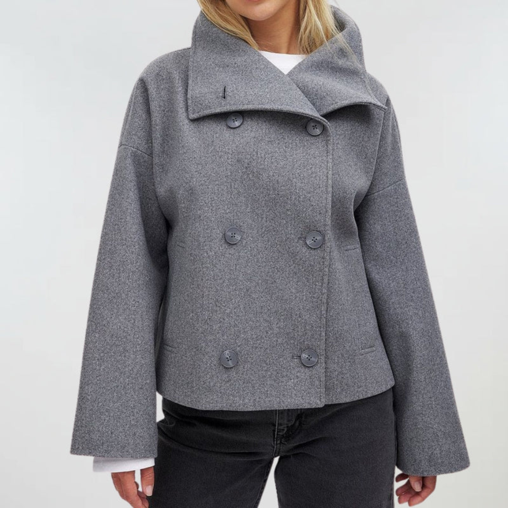 Cropped Double-Breasted Coat - Chic and Structured