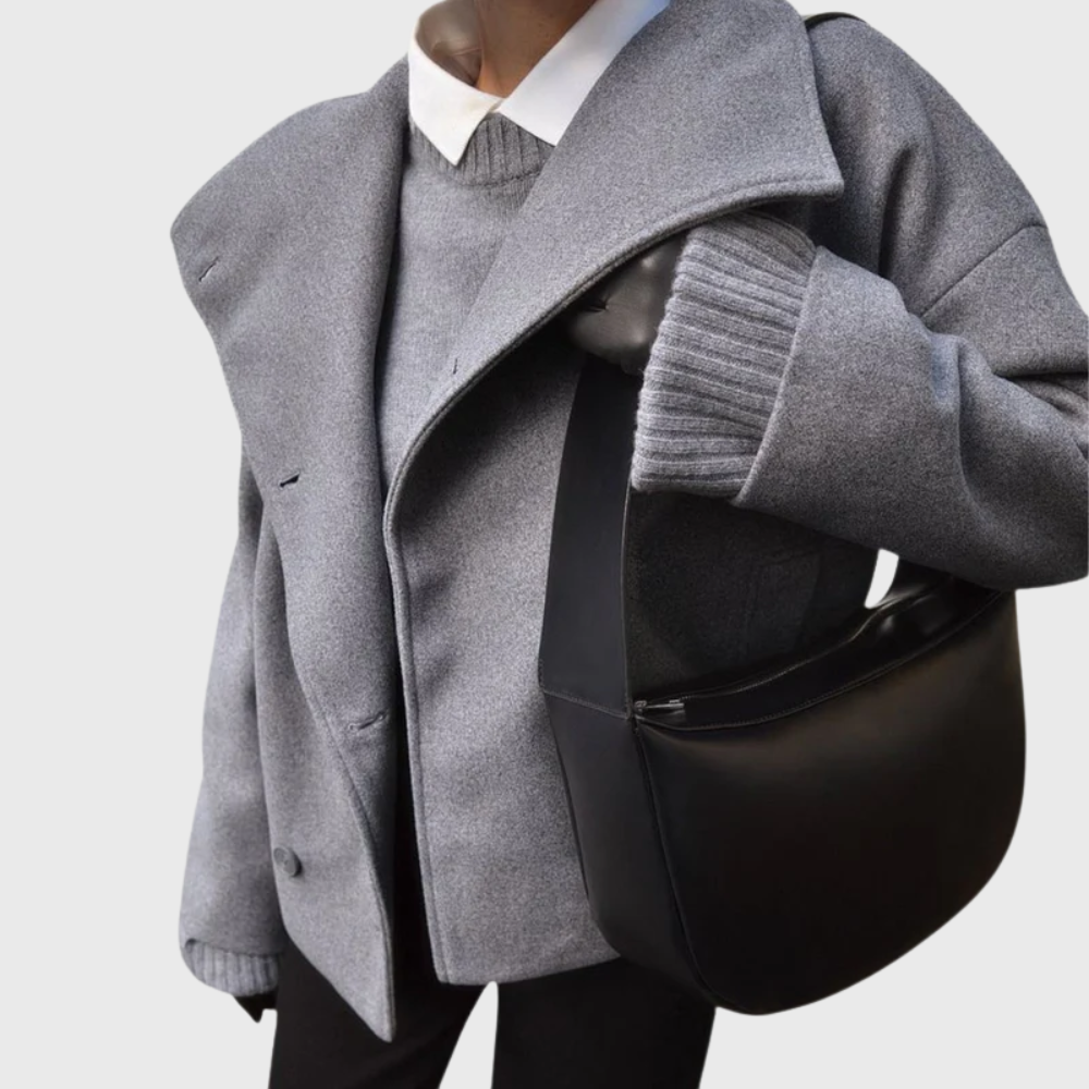 Cropped Double-Breasted Coat - Chic and Structured