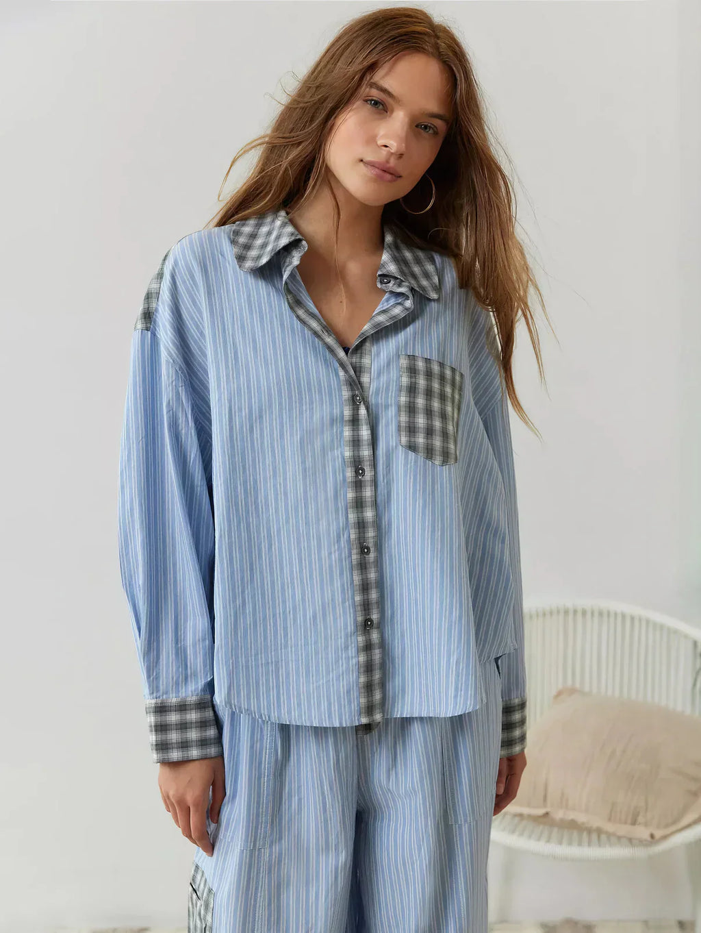 Premium geruite pyjamaset voor dames – Zachte en comfortabele tweedelige nachtkleding