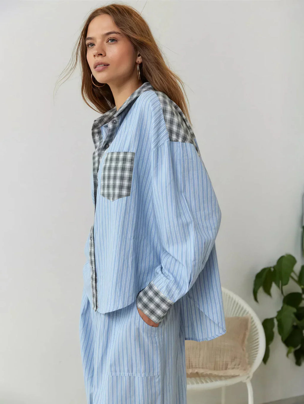 Premium geruite pyjamaset voor dames – Zachte en comfortabele tweedelige nachtkleding