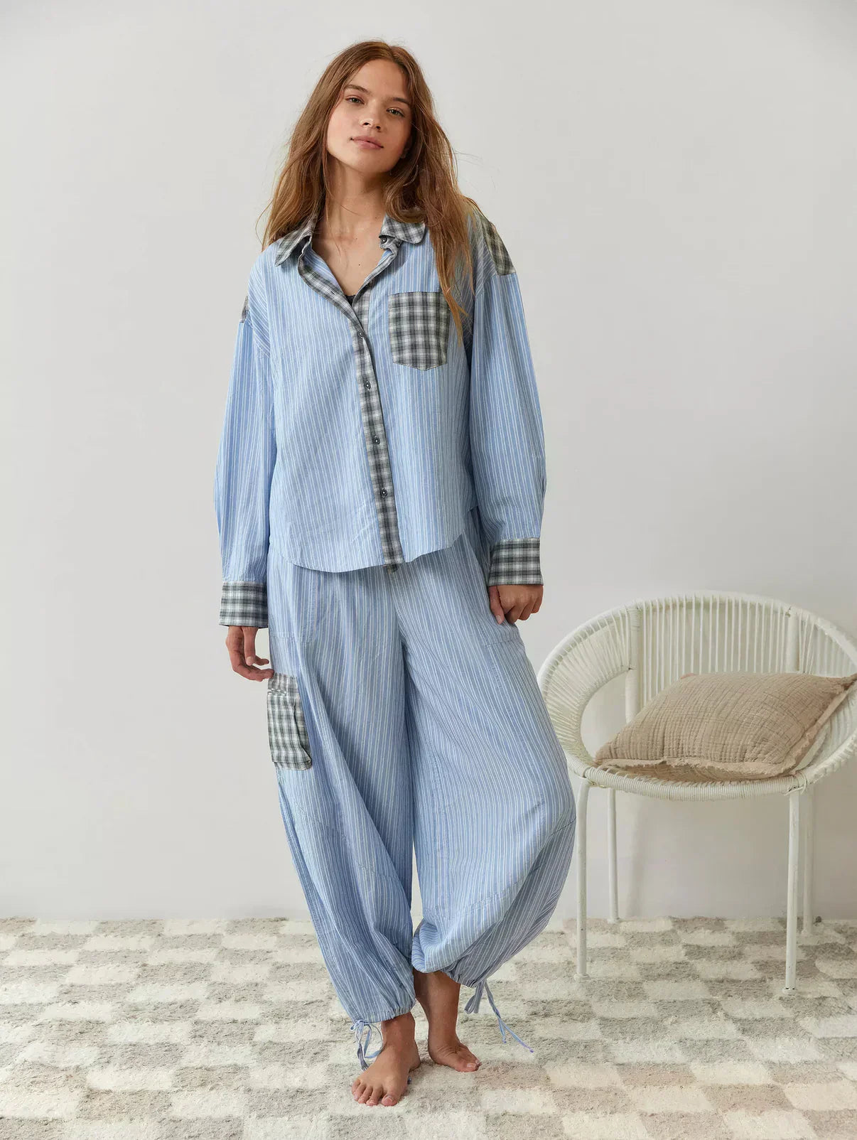 Premium geruite pyjamaset voor dames – Zachte en comfortabele tweedelige nachtkleding