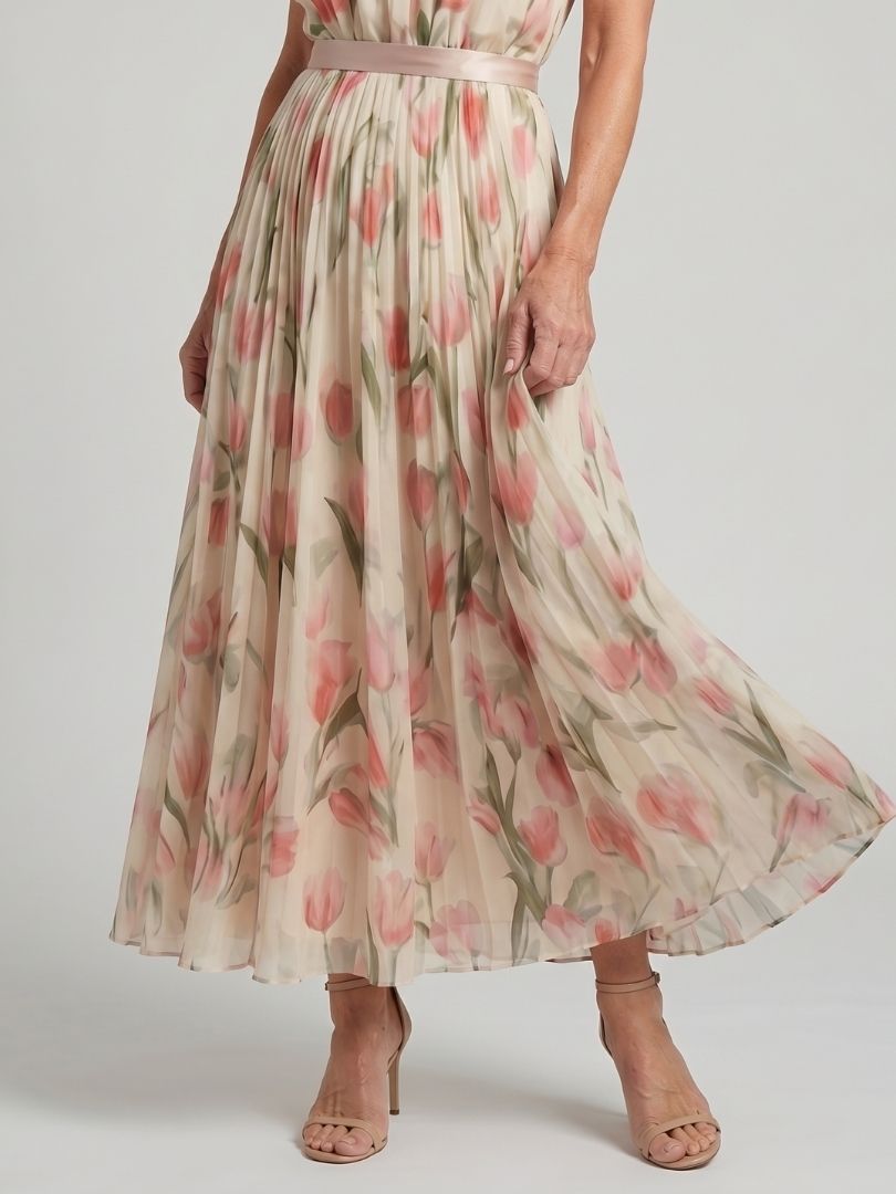 Women's Halter Neck Floral Midi Dress - Light Elegant Summer Style