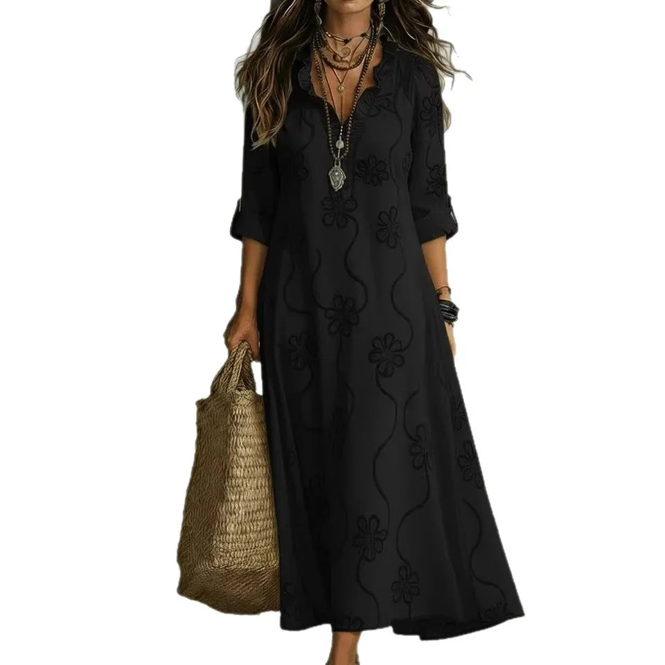 Women's Floral Maxi Dress - Light Feminine Vacation Style