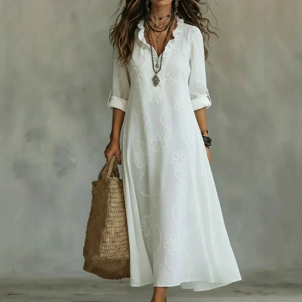 Women's Floral Maxi Dress - Light Feminine Vacation Style