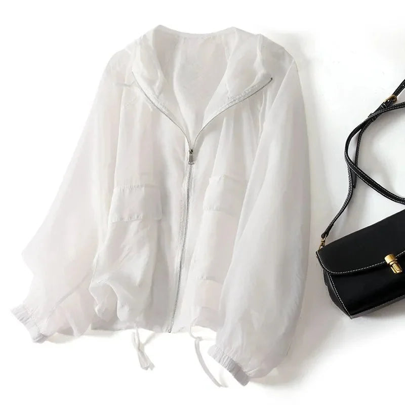 Women’s Casual Hooded Zip-Up Jacket – Loose-Fit Comfortable Everyday Style