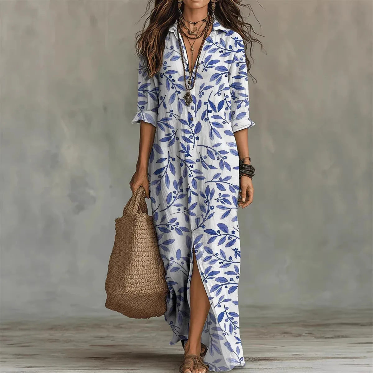 Women's Botanical Print Shirt Dress - Fresh Feminine Daywear Style