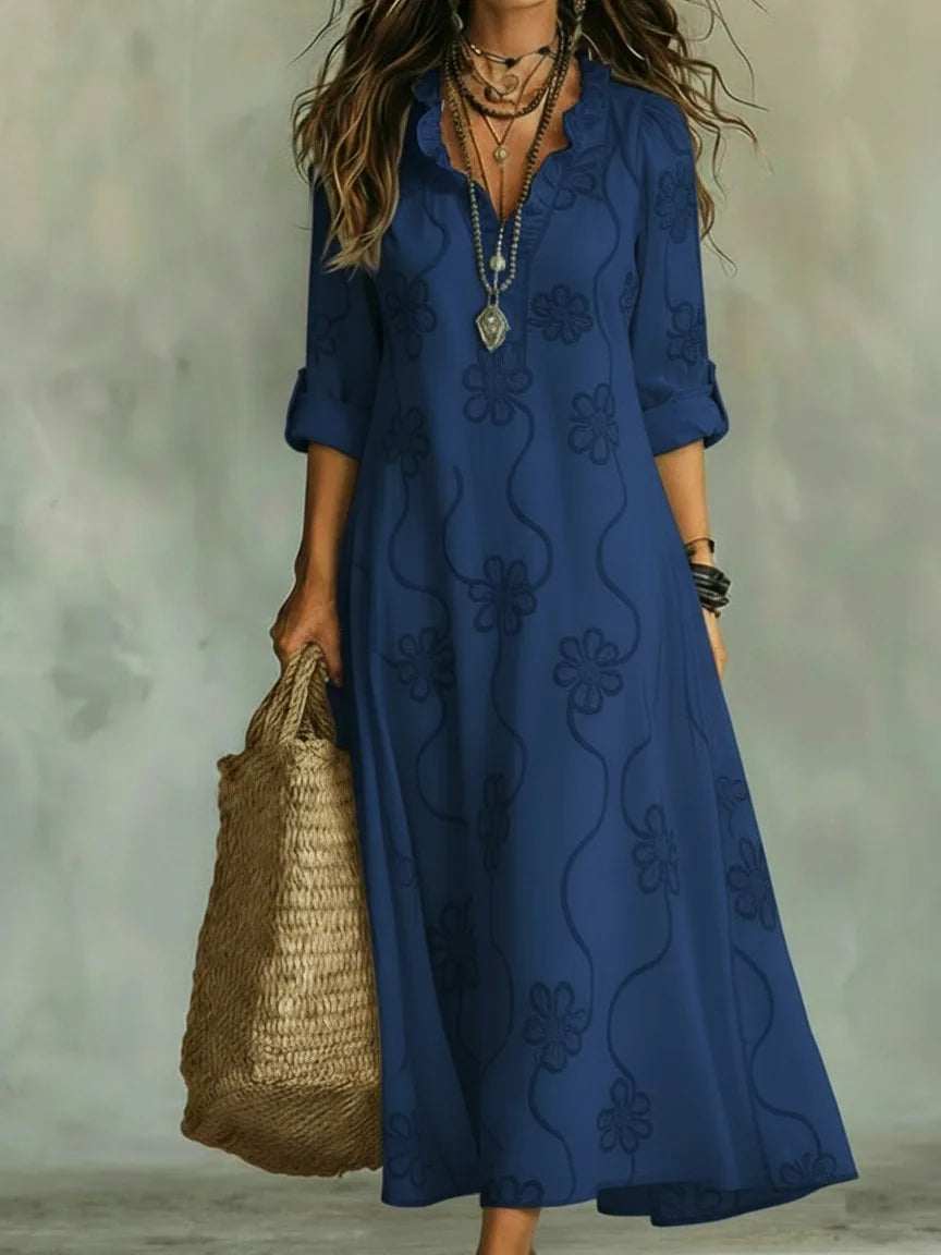 Women's Floral Maxi Dress - Light Feminine Vacation Style