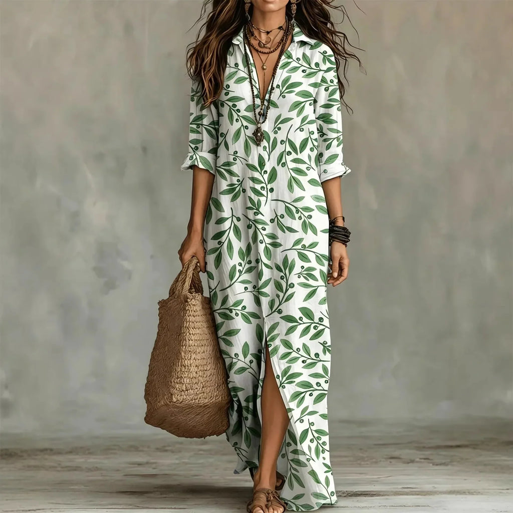 Women's Botanical Print Shirt Dress - Fresh Feminine Daywear Style