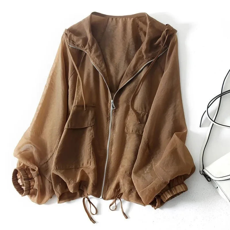 Women’s Casual Hooded Zip-Up Jacket – Loose-Fit Comfortable Everyday Style