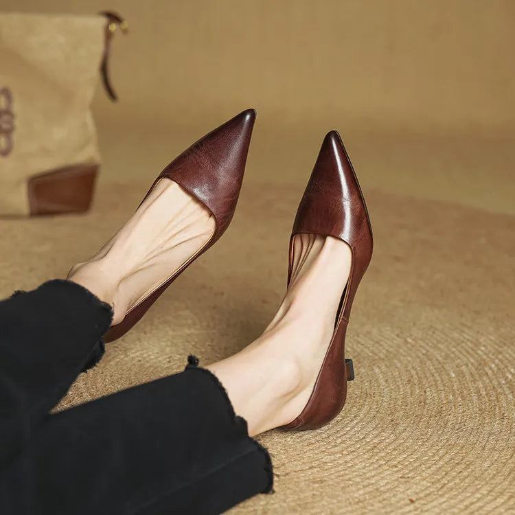 Anok Women’s Genuine Leather Heels – Elegant Comfortable Classic Style