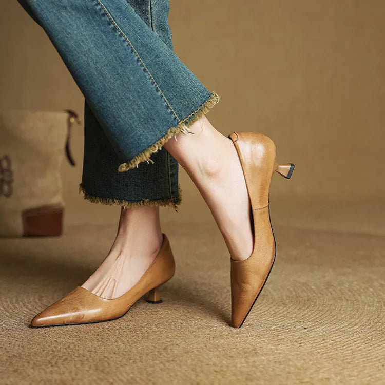 Anok Women’s Genuine Leather Heels – Elegant Comfortable Classic Style