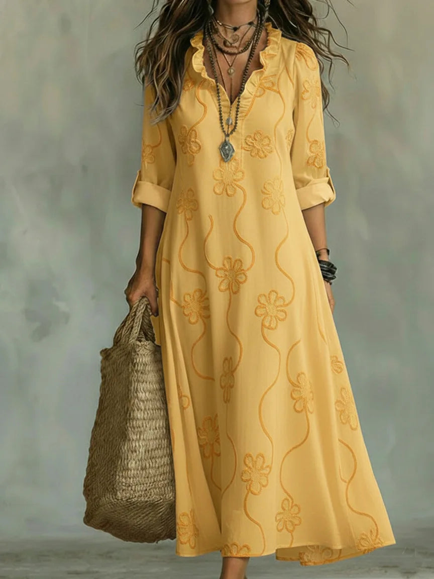 Women's Floral Maxi Dress - Light Feminine Vacation Style
