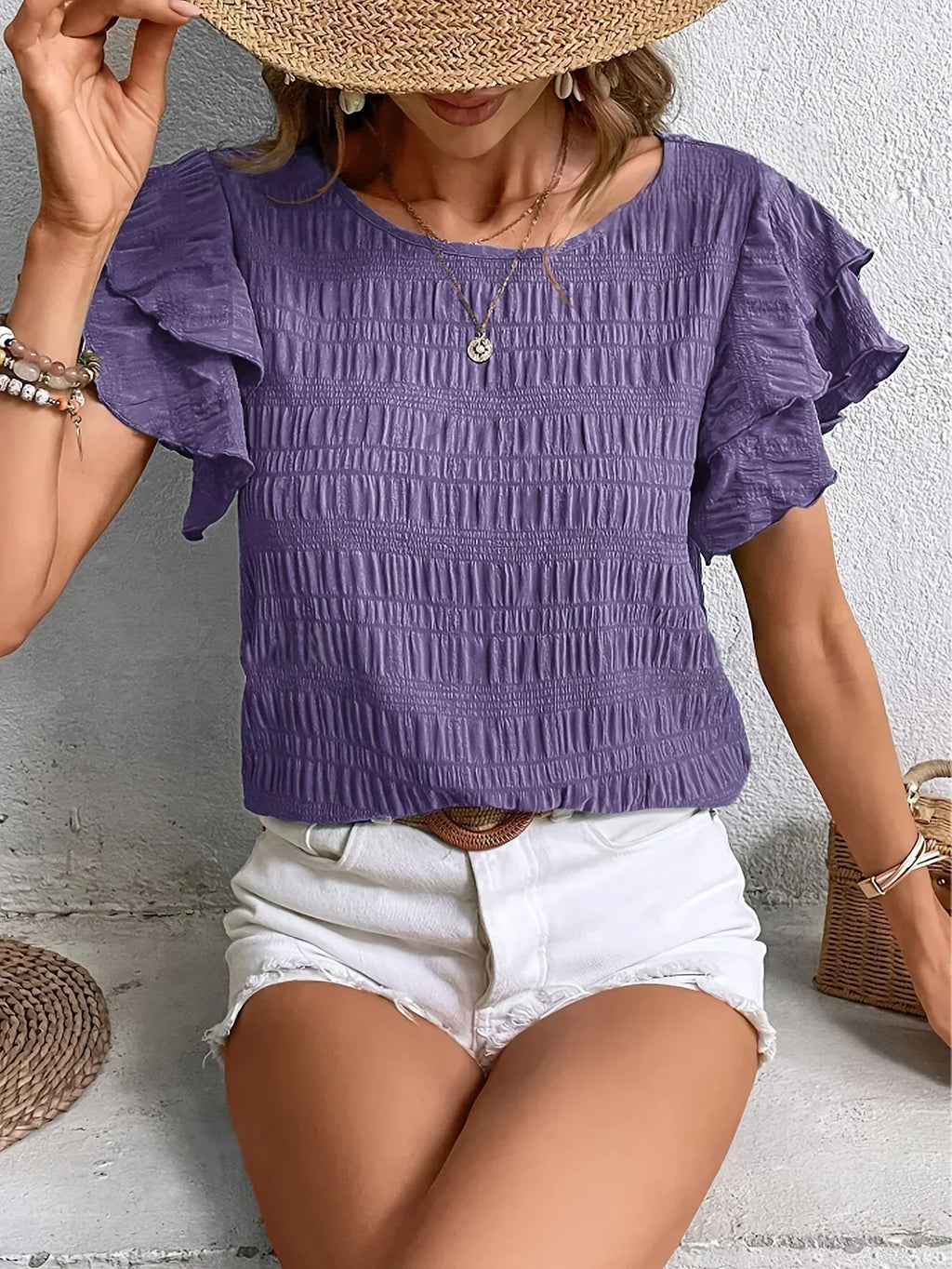 Women's Lightweight Ruffle Blouse – Breathable Elegant Everyday Top