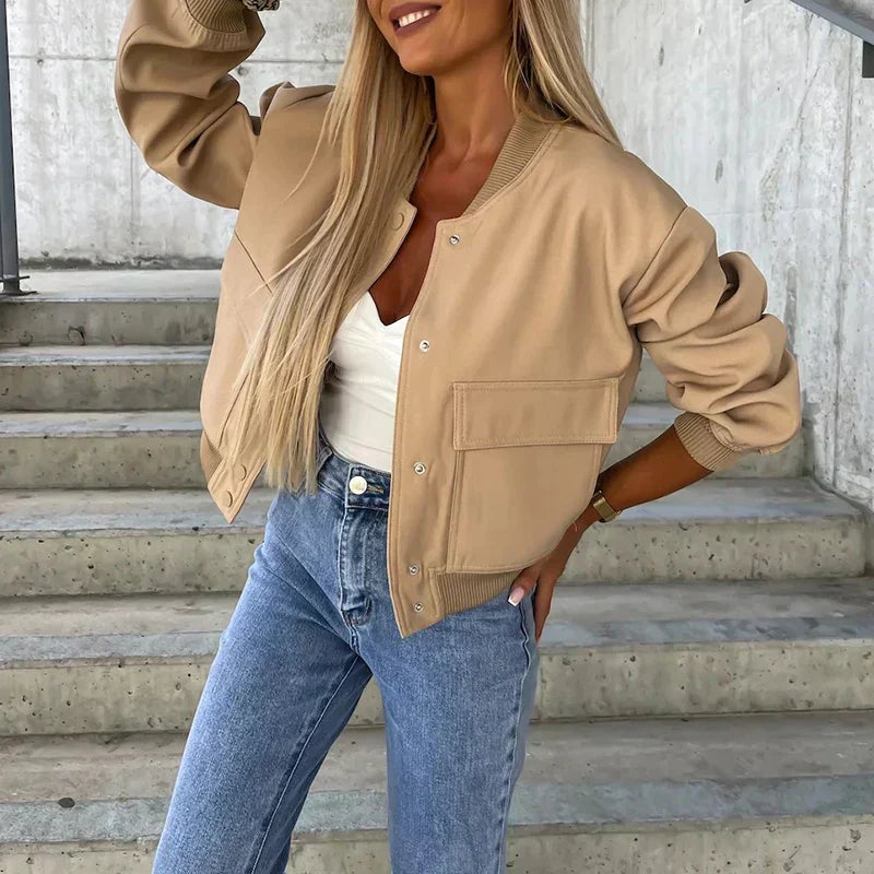 Women's Trend Bomber Jacket - Casual Modern Everyday Layer