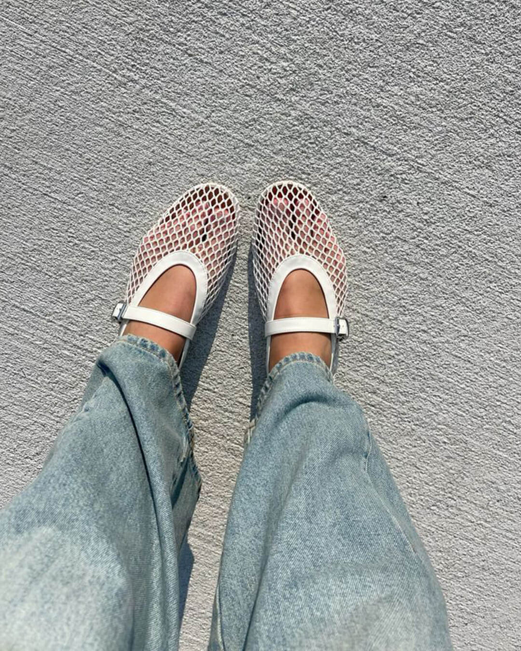 Women's Mesh Ballet Flats – Breathable Slip-On Shoes with Leather Details