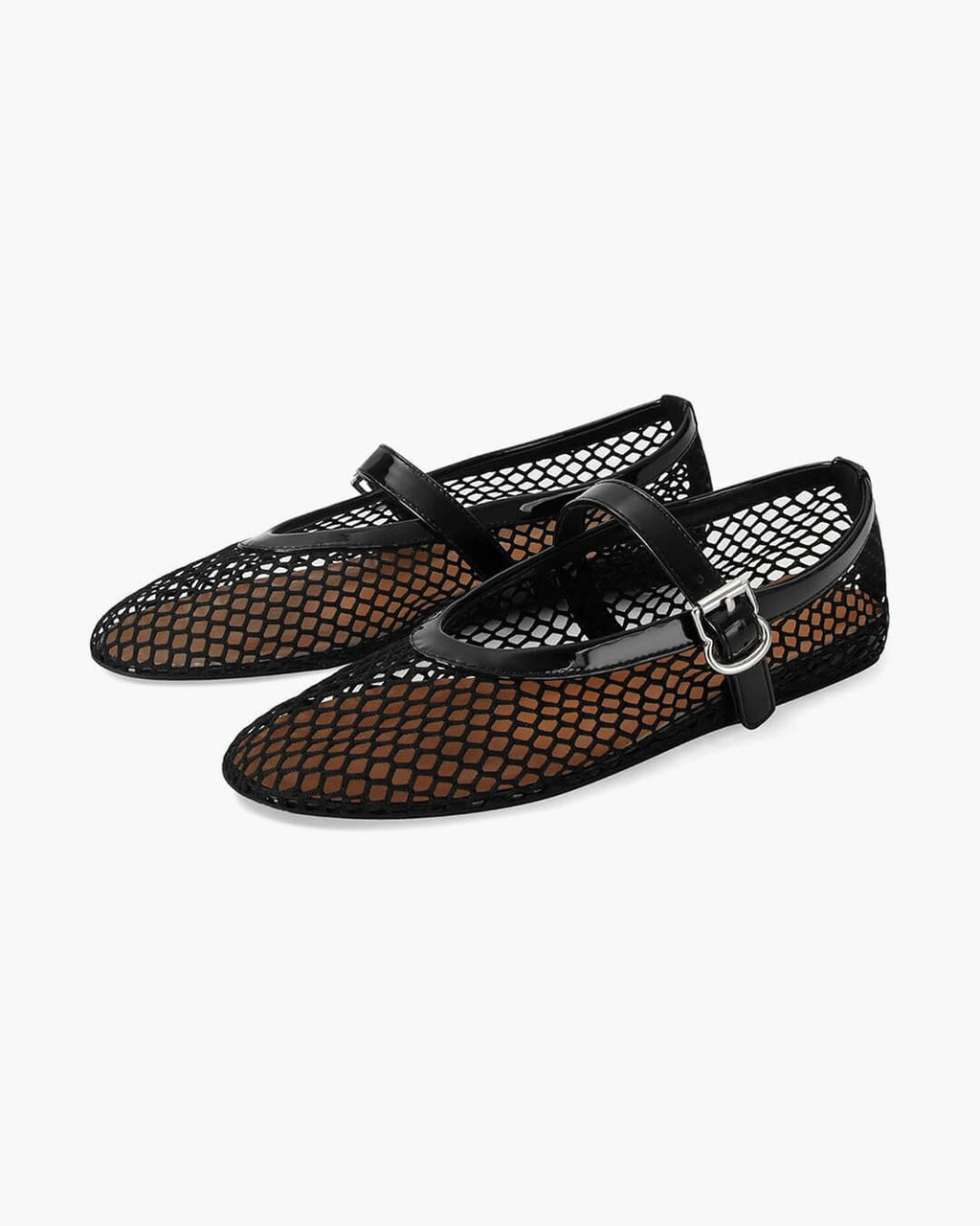 Women's Mesh Ballet Flats – Breathable Slip-On Shoes with Leather Details