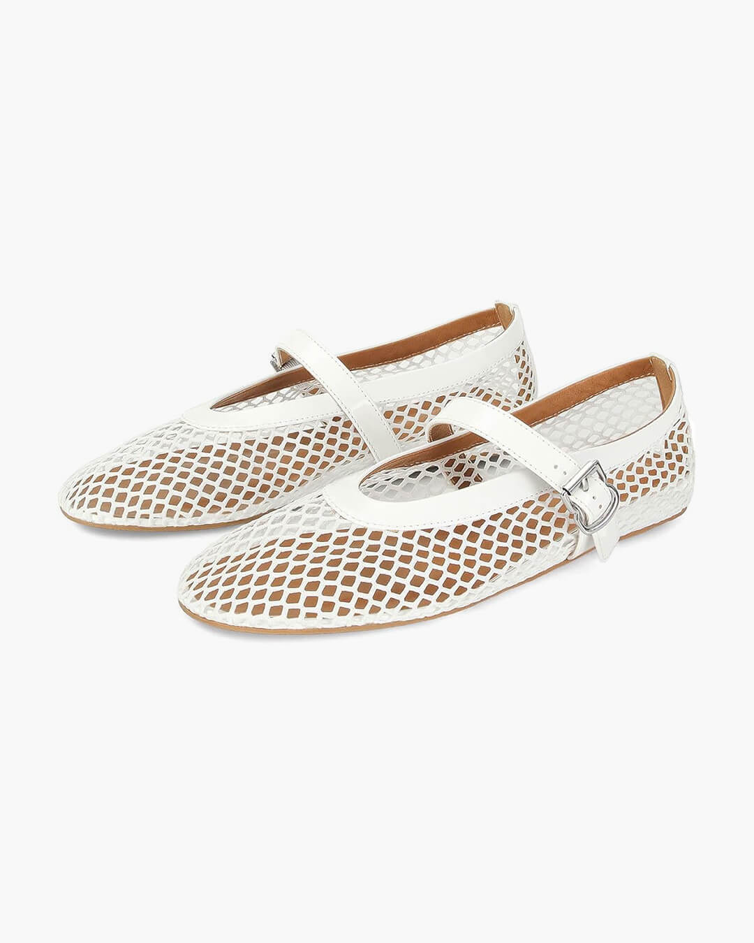 Women's Mesh Ballet Flats – Breathable Slip-On Shoes with Leather Details