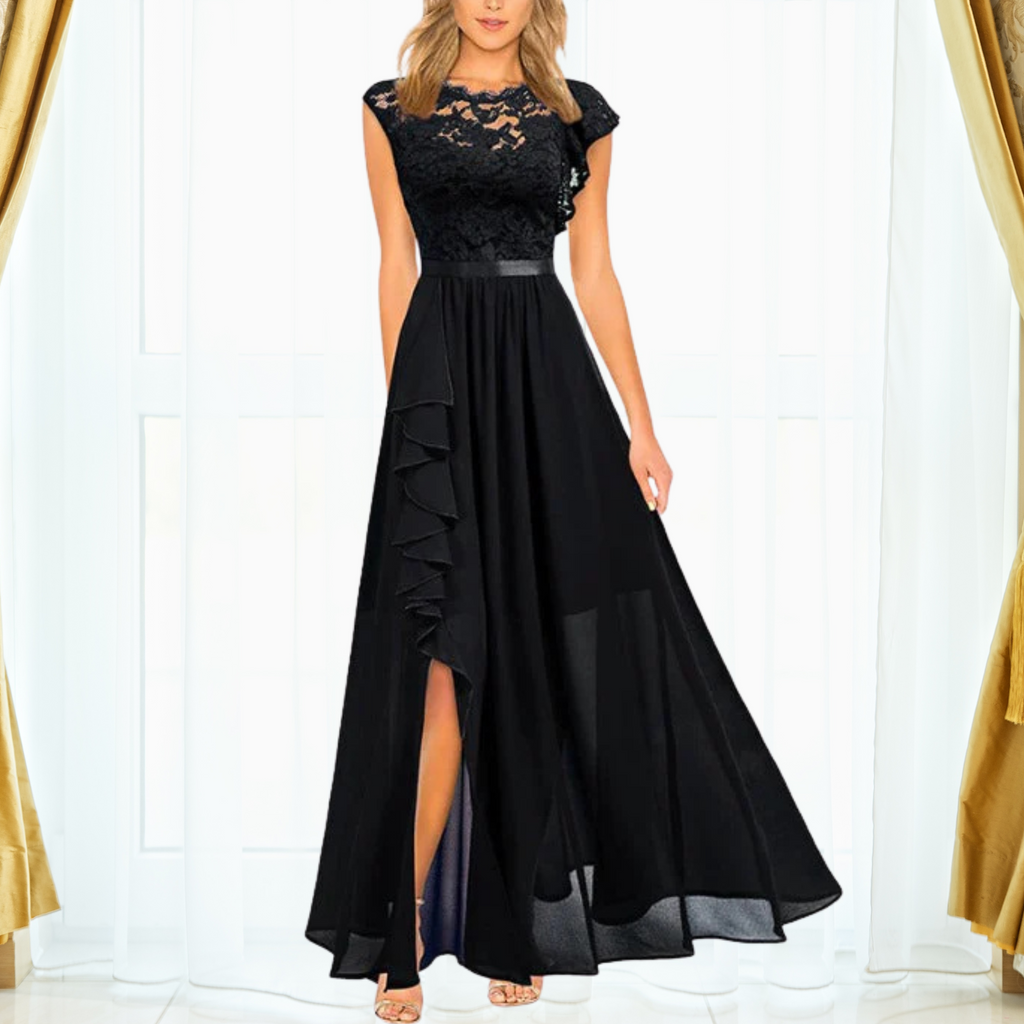 Women's Lace Maxi Dress – Elegant Chiffon Evening Occasion Dress