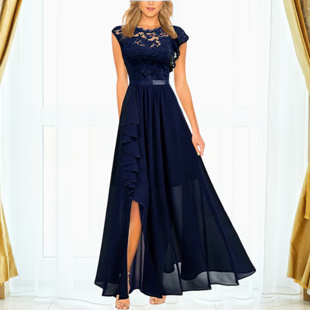 Women's Lace Maxi Dress – Elegant Chiffon Evening Occasion Dress