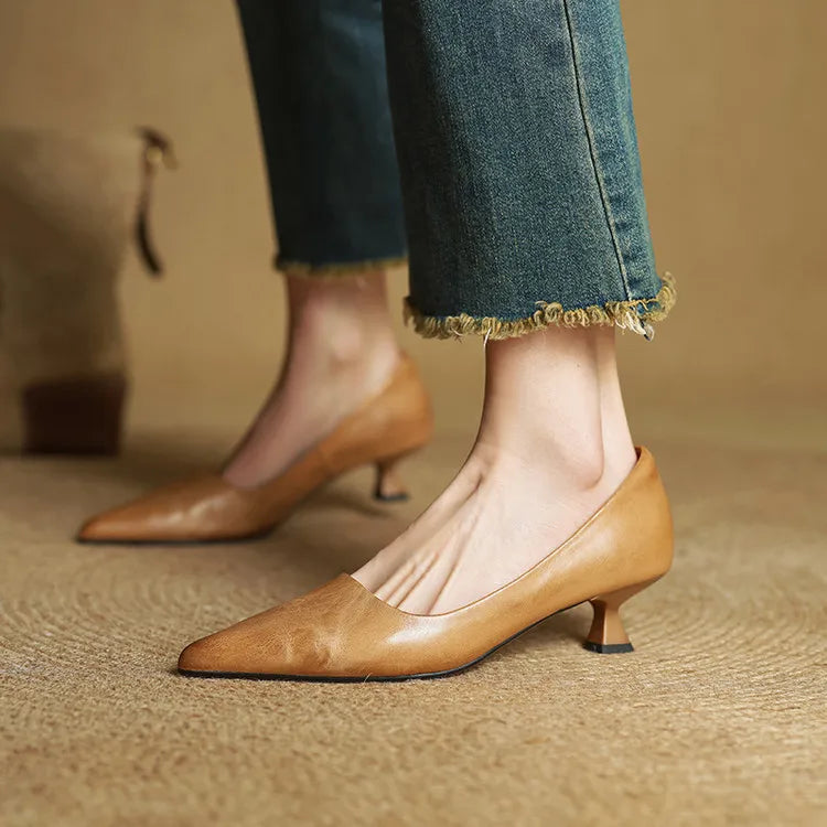 Anok Women’s Genuine Leather Heels – Elegant Comfortable Classic Style