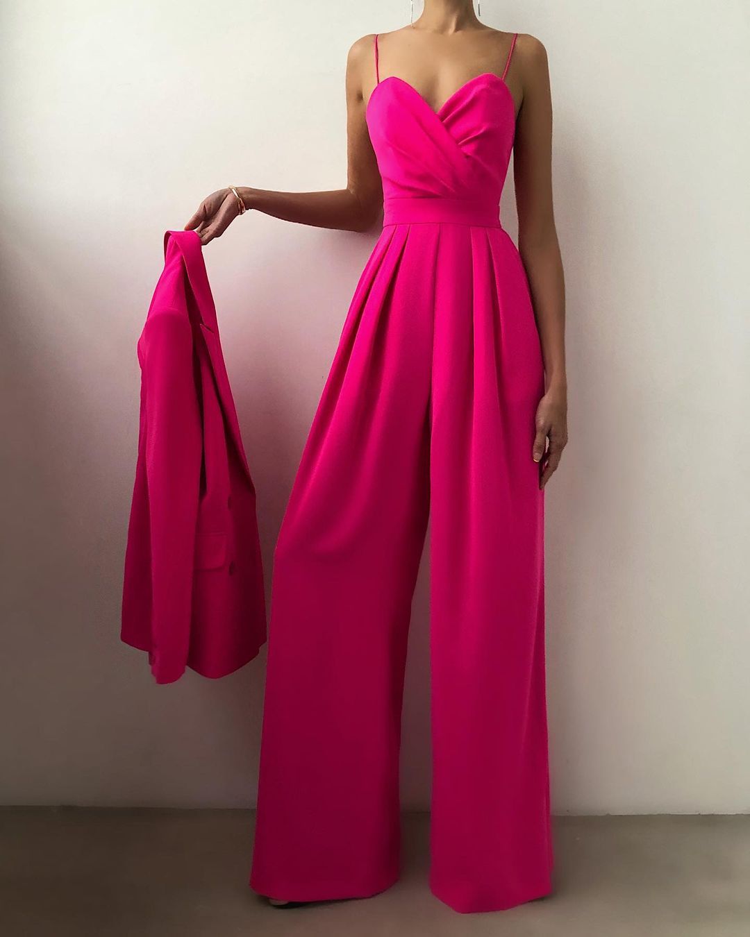 Women's Spaghetti Strap Jumpsuit - Elegant Wide Leg Occasion Outfit