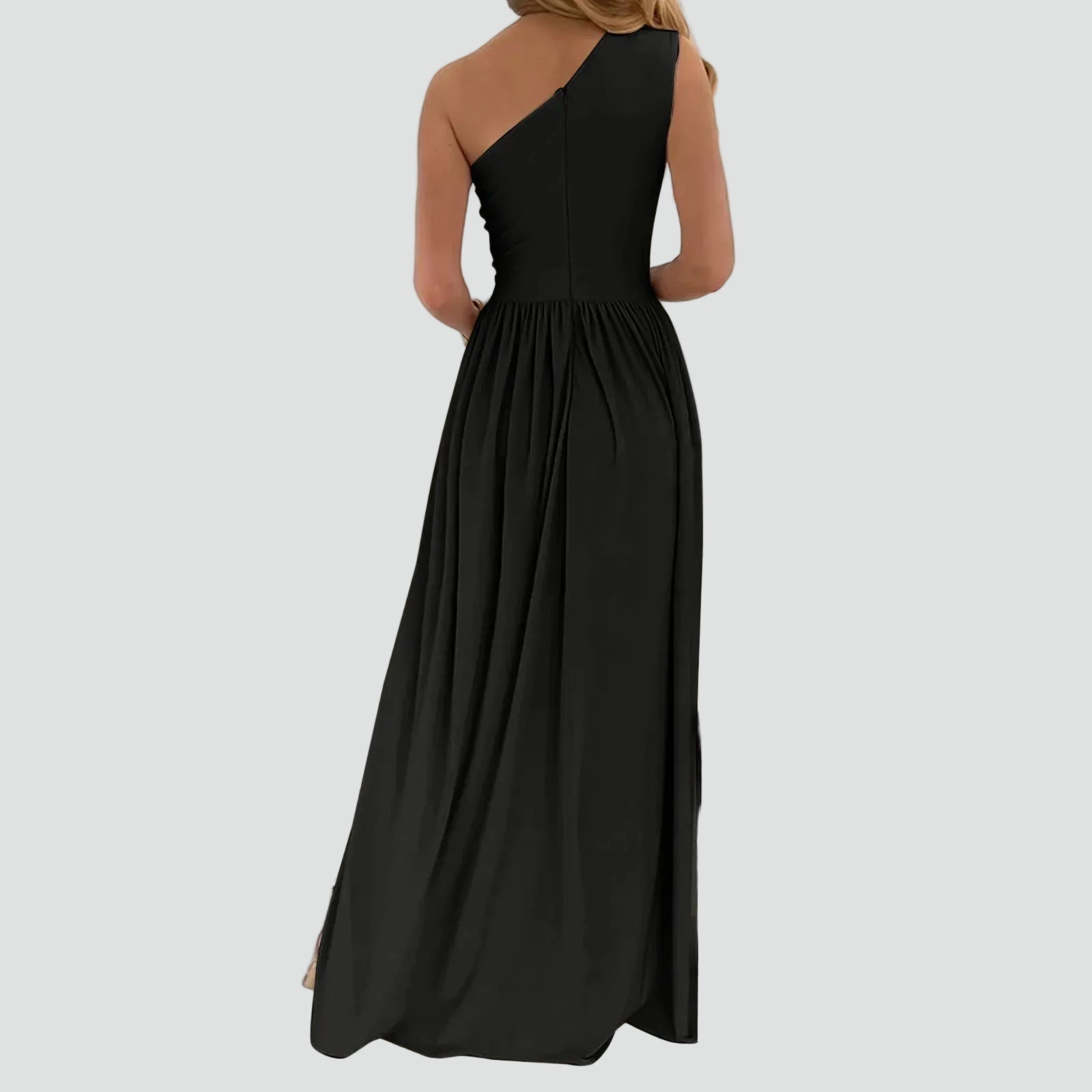 Women's One Shoulder Maxi Evening Dress – High Slit Elegant Occasion Style