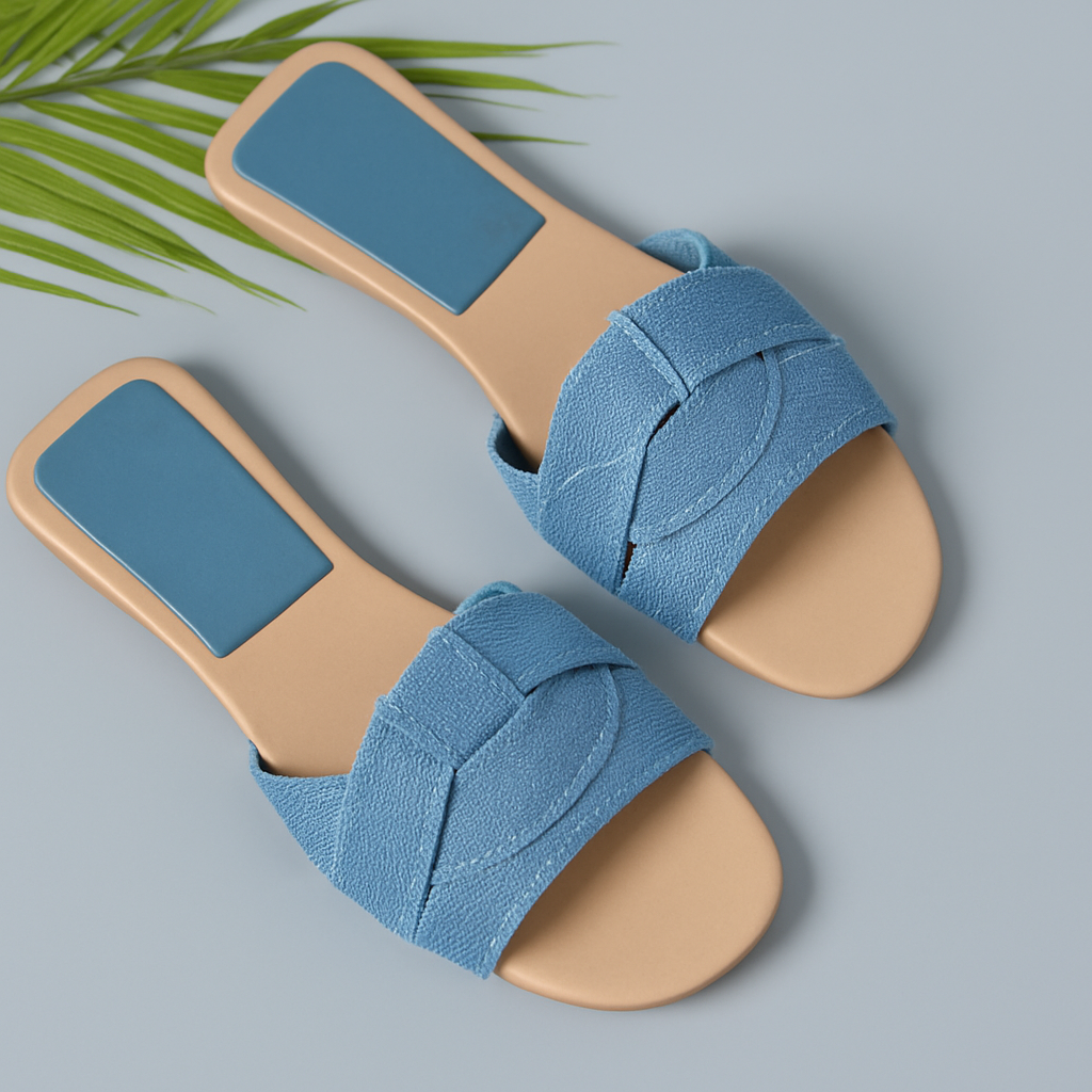 Women's Bow Detail Flat Slides - Easy Summer Slip On Sandals