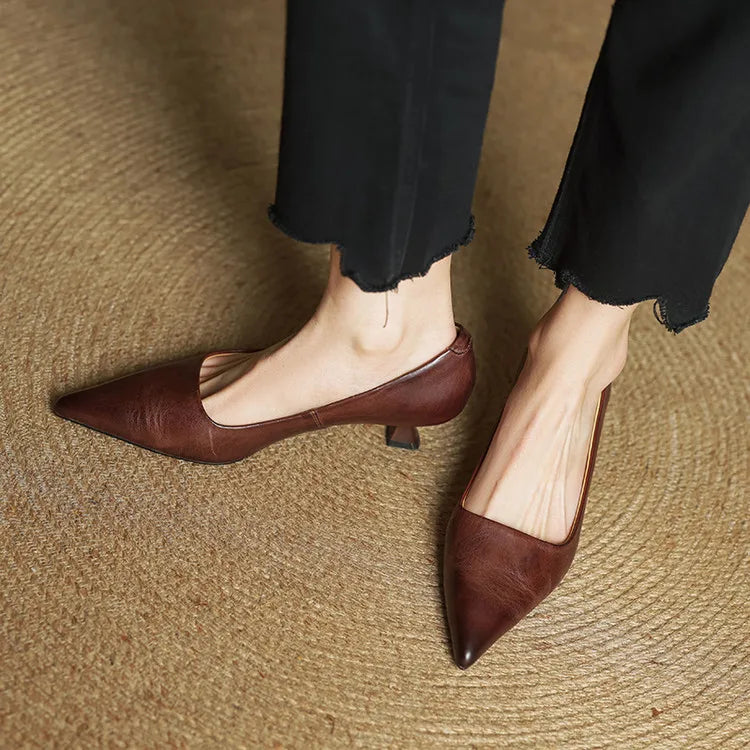 Anok Women’s Genuine Leather Heels – Elegant Comfortable Classic Style