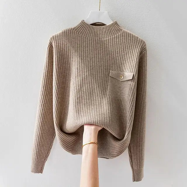 Women’s Elegant Solid Knit Turtleneck Sweater – Long-Sleeve Classic Pullover