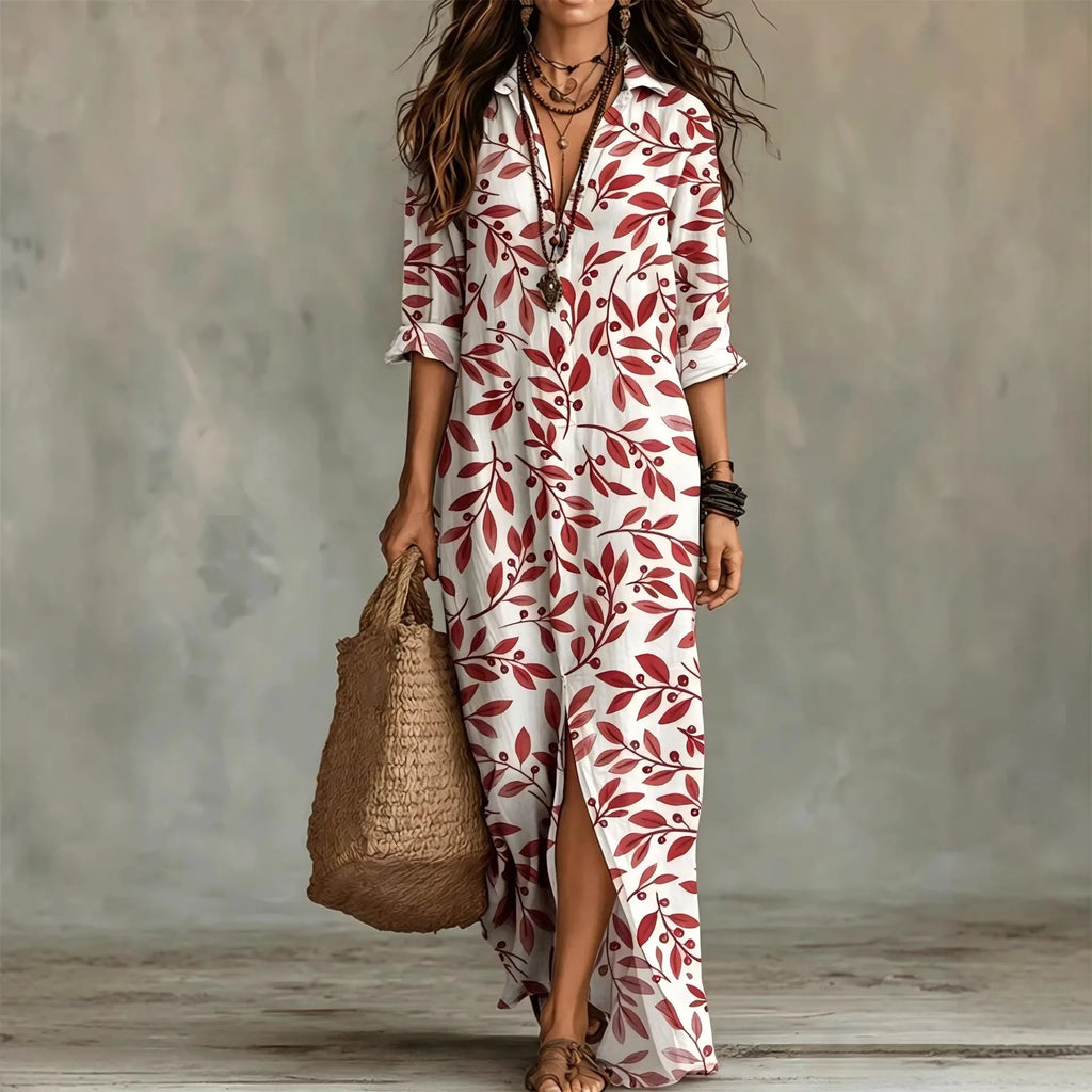 Women's Botanical Print Shirt Dress - Fresh Feminine Daywear Style