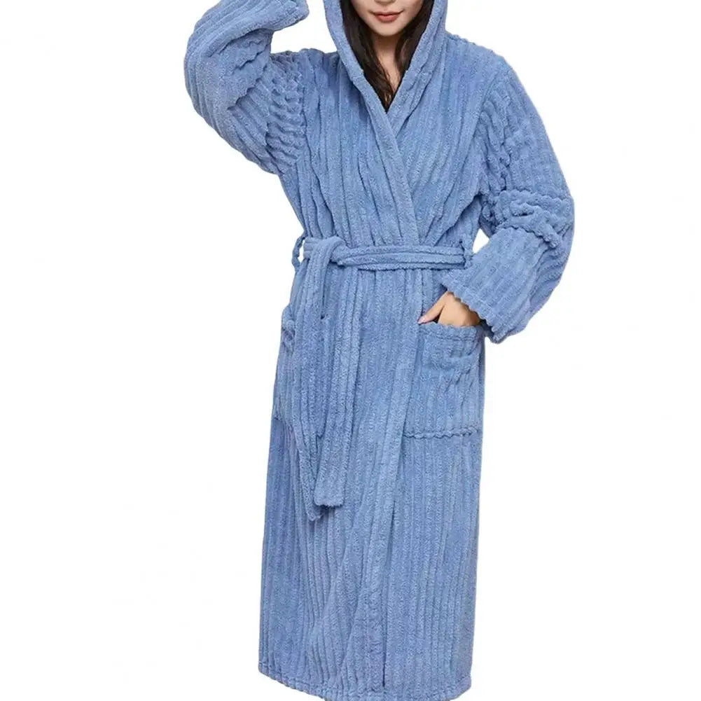 Women’s Sherpa Fleece Robe – Cozy Hooded Bathrobe with Pockets