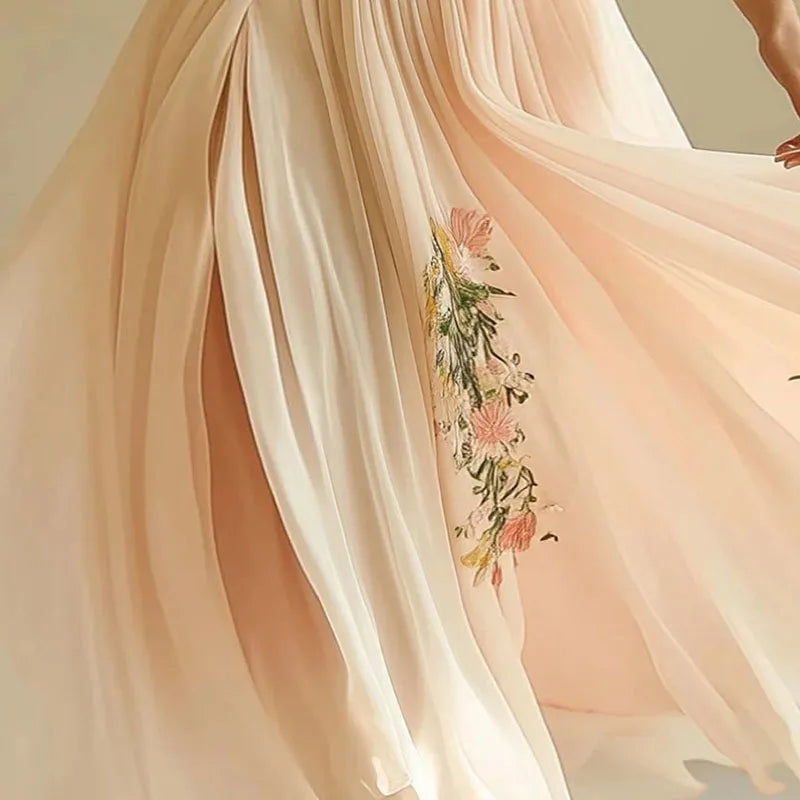 Women's Elegant Maxi Dress – High Waist V Neck Party Dress