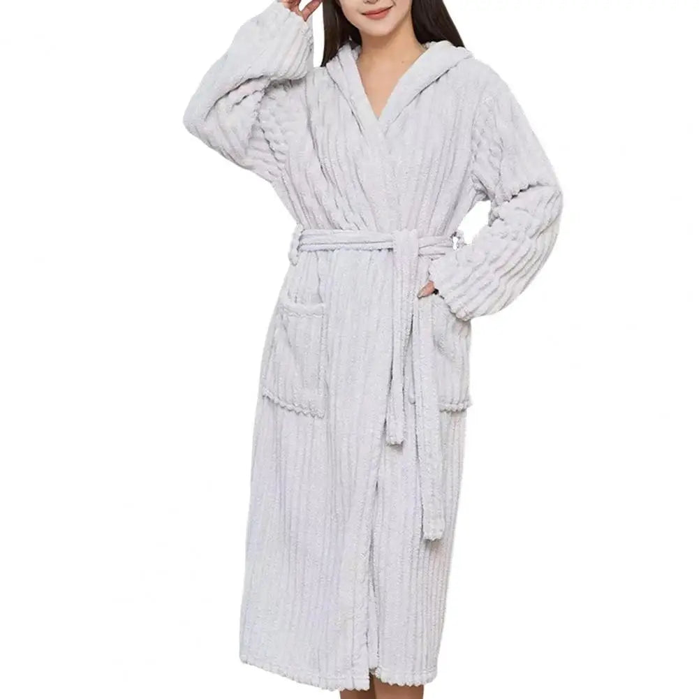 Women’s Sherpa Fleece Robe – Cozy Hooded Bathrobe with Pockets