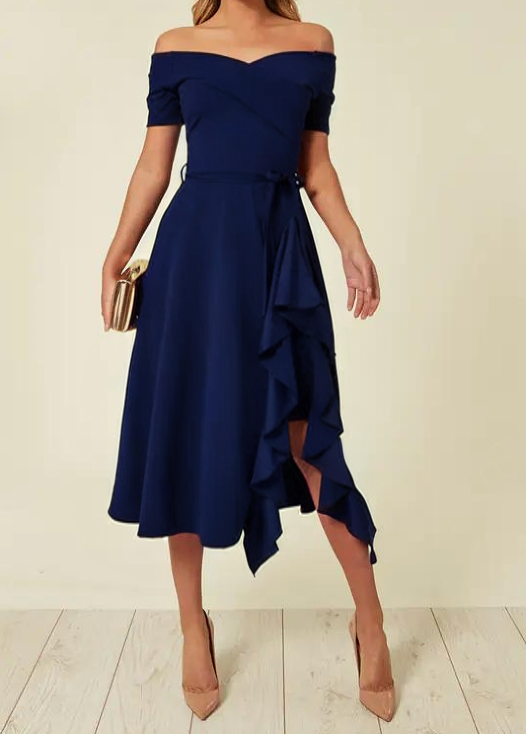 Women’s Elegant Off-Shoulder Dress – Fitted Autumn Stylish Party Occasion Style