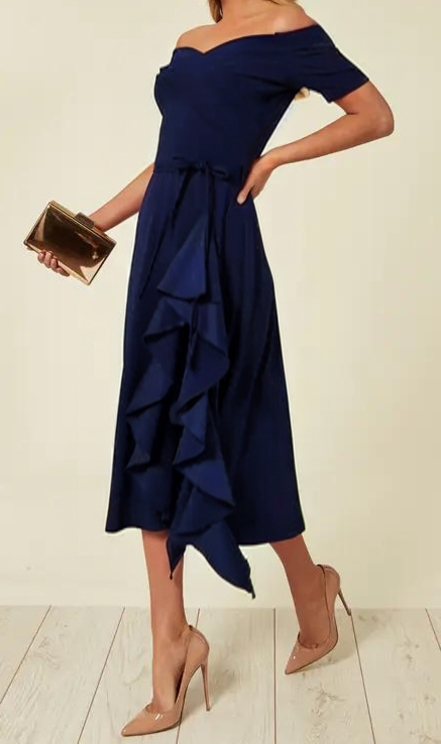 Women’s Elegant Off-Shoulder Dress – Fitted Autumn Stylish Party Occasion Style